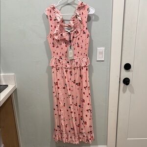 JessaKae Pink Strawberry Print Maxi Dress
